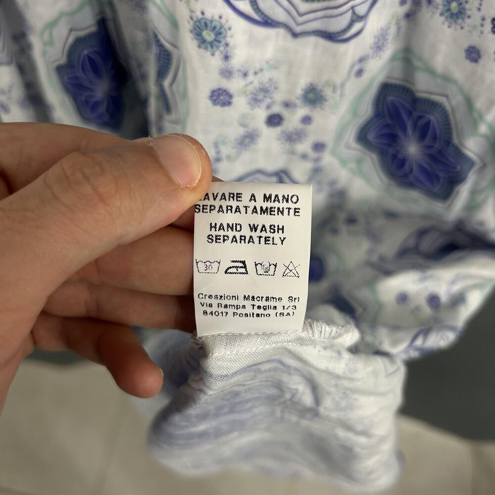 Temptation Positano Dress XS Ieranto Linen Maxi Blue Floral Boho Sundress Italy - Picture 11 of 13